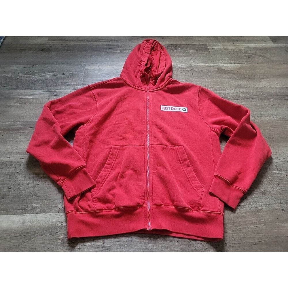 Nike Mens Just Do It Full‎ Zip Hoodie Red Fleece Sweatshirt Small BV5068-657